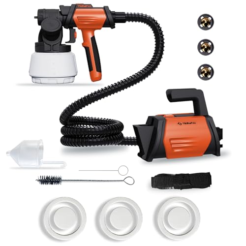Tilswall Farbsprühsystem Shark 800 HVLP Elektro-Farbsprühgerät mit 1300ml Behälter, 120 DIN-s Lackierpistole Elektrisch mit 4 Düsen und 3 Sprühmodi für Innen- und Außenwandfarben