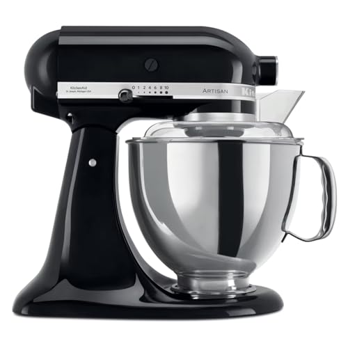 KitchenAid Küchenmaschine - Artisan - Kippbarem Food Processor - Teigknetmaschine mit 5 Zubehör - 2 Schüsseln aus Edelstahl - 4.8 L - Onyx schwarz