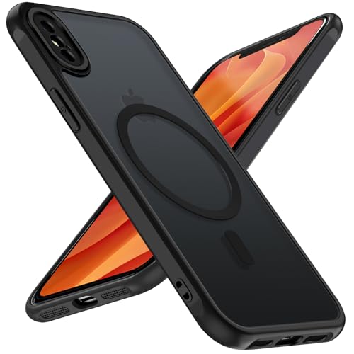 ivoler Matt Schwarz Magnetisch Hülle für iPhone XS Max 6.5 Zoll, Kompatibel mit MagSafe, [Militärnorm Sturzschutz] Stoßfest Kratzfest Rückseite Schutzhülle Dünn Flüssig Silikon Handyhülle Case