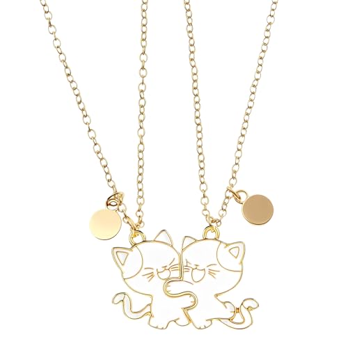 ZesNxj 2 Stück Freundschaftskette, Freundschafts Katzen Kette, Gold Freunde Freundschaftskette für 2 Mädchen, Best Friends Geschenke Ideal für Friends Oder Pärchen