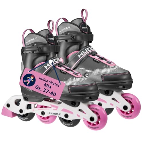 HUDORA Inline Skates Mia - Magnolia - Inliner für Kinder/Jugendliche & Erwachsene in Größe 37-40 - Inlineskates bis zu 4 Größen verstellbar - Bequeme & stilvolle Rollerskates