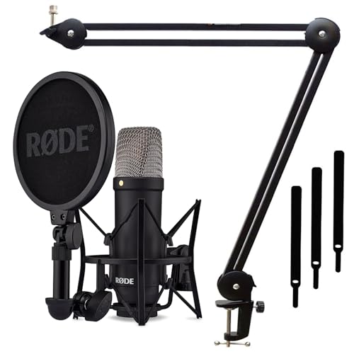 Rode NT1 Signature Black Studio-Kondensatormikrofon + keepdrum MS138 Gelenkarm-Stativ Schwarz