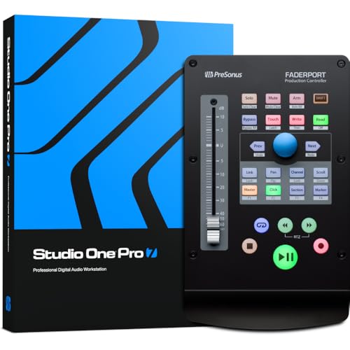 PreSonus FaderPort, DAW-Mixer-Controller für Musikproduktion mit Studio One Artist, Ableton Live Lite, Software-Bundle für Aufnahme, Streaming und Podcasting