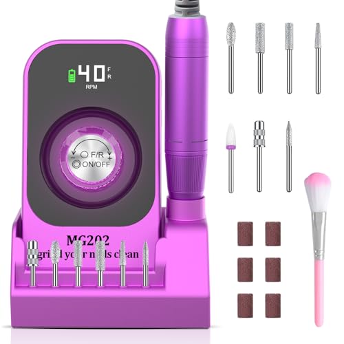 Elektrische Nagelfräser 40.000 U/min - Professionell Fräser für Nägel & Acrylnägel mit 7 Bits 1800mAh Akku Nagelfeile Set Nail Drill Nagelpflegeset für Salon und Unterwegs