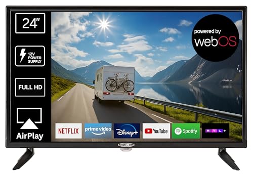 REFLEXION LED24IBT Smart LED Fernseher, LG webOSHub, 60 cm / 24 Zoll, Wohnwagen/Wohnmobil/Camping/Caravan/Boot/LKW TV, 12/230 Volt, Full HD, Triple Tuner, DVB-T2HD, DVB-S2, DVB-C, Bluetooth, WLAN
