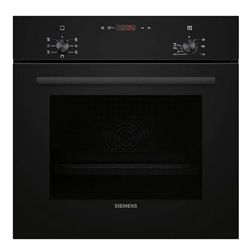Siemens HB013FBB1, iQ100, Einbau-Backofen, LED-Display und Elektronikuhr, 3D Heißluft, Schnellaufheizung, Kindersicherung, 60 x 60 cm, Edelstahl, Schwarz