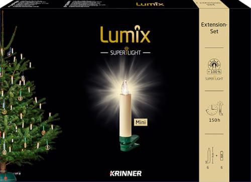 Lumix® LED kabellose Weihnachtsbaum Christbaumkerzen Superlight Mini 6er Erweiterungs-Set Warmweiß 4h Ausschalt-Funktion ohne Fernbedienung Elfenbein 9cm 75532