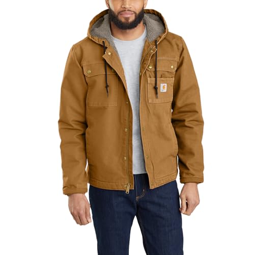 Carhartt, Herren, Lockere Arbeitsjacke aus ausgewaschenem Segelleinen mit Sherpa-Futter, Carhartt® Braun, L