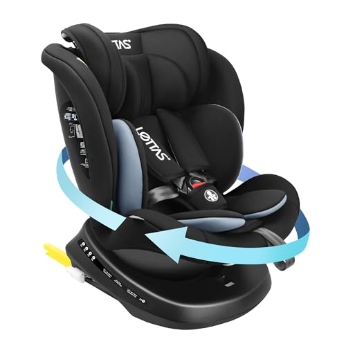 LETTAS I-Size 360°drehbar Kindersitz 40-150 cm, Gruppe 0+1/2/3, 0-12 Jahre, 0-36 kg, Baby Autositz mit isofix ECE R129