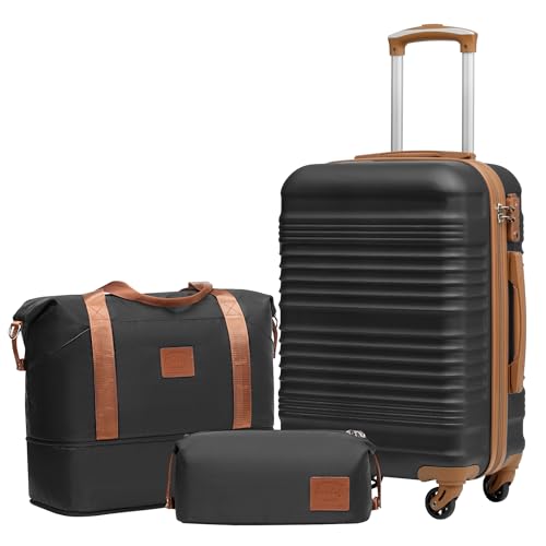 COOLIFE Koffer Set 3 Teilig: Luggage Set Groß 28‘’ + Reisetasche & Kulturtasche | ABS Hartschale, 360° Rollen & TSA-Schloss Für Europa, Kreuzfahrt & Auslandsstudium – Familienurlaub Essentials