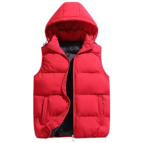 Weste Herren Mit Kapuze Winter Warm Ärmellos Steppweste Bequeme Puffer Jacke Mantel Dick Thermo Daunenweste Reißverschluss Herrenweste Winterweste Outdoor Sportweste Für Laufen Golf Wanderweste