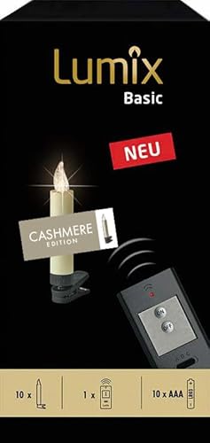 Lumix® Basic Cashmere kabellose LED Christbaumkerzen von Krinner Weihnachtsbaumkerzen Tannebaumbeleuchtung warmweiß 10er-Set inkl. ON/OFF Fernbedienung