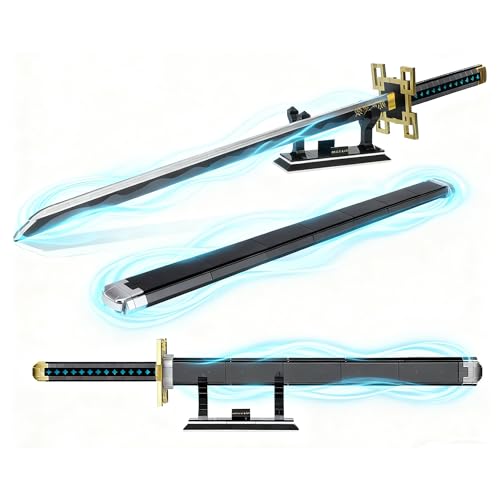 QGGQ Schwert Katana Bausteine Modell Bausatz, 100 cm Langes Schwerter Bausätze für Erwachsene.Tokitou-Muichirou Schwert mit Scheide und Ständer, Anime-Schwertbausatz, 771 Teile