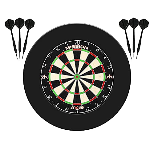 Mission Darts Home Center Dartscheibe, Dartset inklusive Dartscheibe und 2 Dartsets, Jigsaw-Schutzring