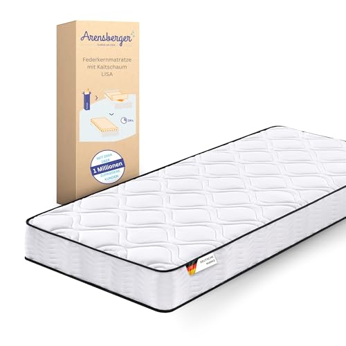 Arensberger Lisa Matratze 180x200 cm | Federkernmatratze mit Kaltschaum und 7-Zonen | ergonomische Höhe 19cm | Härtegrad H2/H3 | HR Taschenfederkern | 180x200cm Rollmatratze punktelastisch