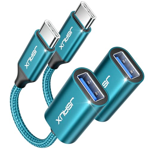 JSAUX USB C auf USB 3.1 Adapter [2 Pack] OTG Typ C Adapter Kabel Kompatibel mit Samsung Galaxy S20 S10 S9 Plus Note 10 A5 2017,Huawei P30 P20 Lite Mate 30 20 Pro,MacBook Pro 2018/2017/Air 2018-Grün