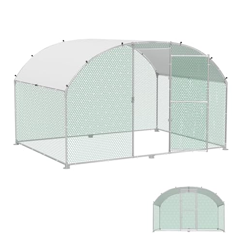YRHome 3x2x2m Freilaufgehege Hühnerstall Haustierkäfig aus Metall Geflügelstall Hühnerhaus Bogenform Design mit Sonnenschutzdach Winterfest für Hühnerkäfig Haustierkäfig Vogelkäfig Kleintiere