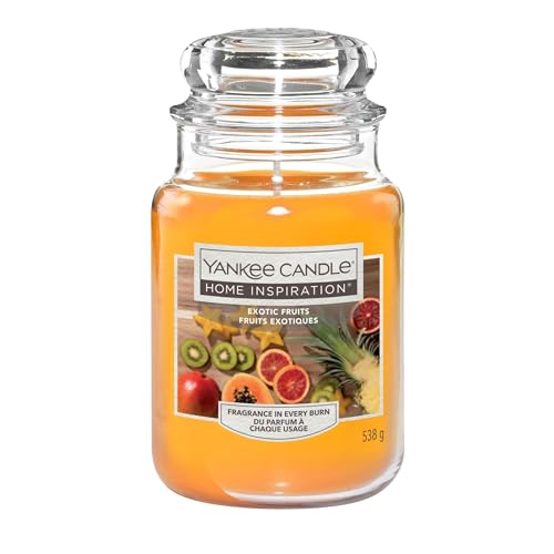 Yankee Candle Exotic Fruits – Mango, Orange und Ananas mit Moschus erweicht Tropischer Sommerduft – Groß