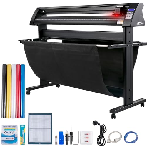 VEVOR Vinyl Schneideplotter Max. Papiereinzug 1350 mm, Folienschneider Max. Schnittbreite 1260 mm, Plotter Schnittgeschwindigkeit 800 mm/s, Halbautomatisch, Signmaster, Windoskompatibel, LCD-Anzeige