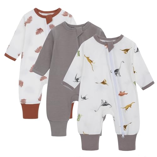 3er Pack Baby Strampler Neugeborene, Baby Jungen Mädchen Overall, Baby Kleidung Langärmelige, 9-12 Monate