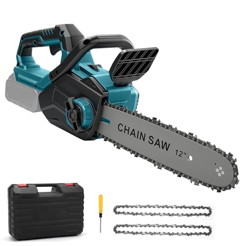 12 Zoll Akku Kettensäge mit 30 cm Schiene, Elektro Säge für Makita 18V Akku | 1200W Bürstenloser Motor | Werkzeuglose Kettenspannung & Automatische Ölung (ohne Akku und Ladegerät)