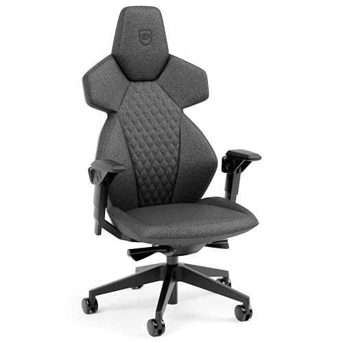noblechairs Dawn TX Gaming Stuhl Grau – Ergonomischer Schreibtischstuhl mit klappbaren Armlehnen, Synchronmechanik, atmungsaktivem Stoffbezug, Lordosenstütze, Universalrollen