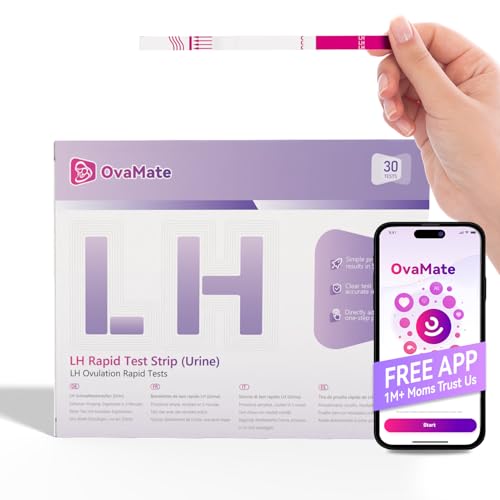 OvaMate Ovulation Teststreifen, Ovulation Predictor Kit, Frauen Fruchtbarkeit Tracking und Schwangerschaft Planung Kit mit Free Ovulation Calculator iOS und Android APP-30 Tests