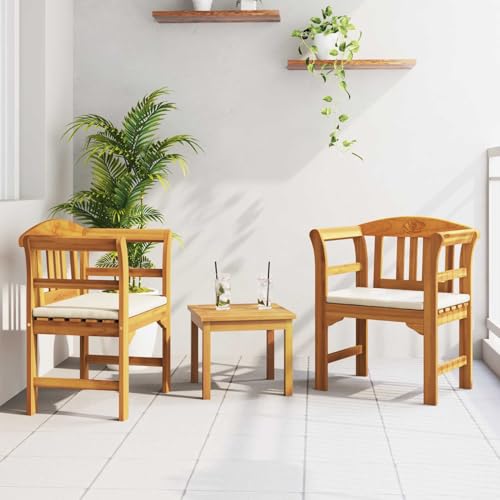 Homgoday Akazienholz-Gartenm?Bel Set | Elegantes Design, Naturfarben, 45x45x38 cm | Für gro?e Terrassen und Moderne Au?enbereiche 3416313