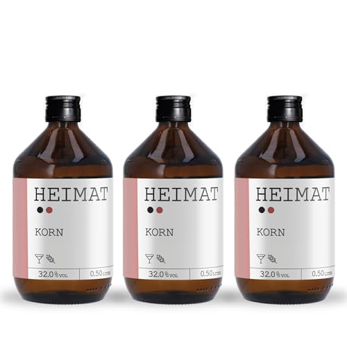 HEIMAT Korn 32% - 3 x 500ml Weich-cremig milder Weizenkorn für Shots oder Cocktails - Heimat Destillers World Spirit Awards 2022 Gewinner (500ml)