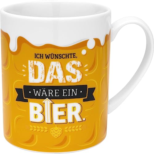 GRUSS & CO XL-Tasse Motiv Bier | lustiger Spruch, Porzellan, Jumbotasse 60 cl, gelb | Männergeschenk, Partygeschenk | 48813