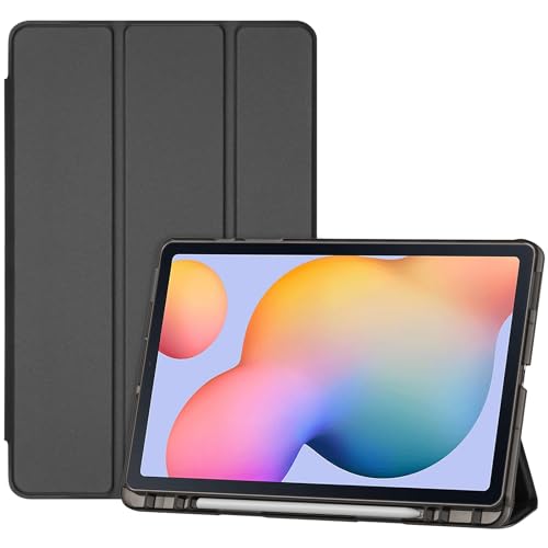 ProCase Hülle für Galaxy Tab S6 Lite 10,4 Zoll 2024/2022/2020 mit S Pen Holder, Leicht Schutzhülle Case mit transluzenter Rückseite für (SM-P620/ P625/P610/P613/P615/P619)-Schwarz