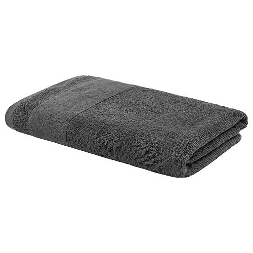LOOKS BY WOLFGANG JOOP Duschtuch 70x140 cm – 100% Baumwolle Luxus Duschtücher mit Aufhänger & Logostick, Duschhandtuch grau