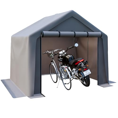 Thanaddo 244x241x217cm Garagenzelt, Lagerzelt Wasserdichtes Gerätezelt, Carport Gerätehaus Aufbewahrungsgarage Foliengarage, Grau