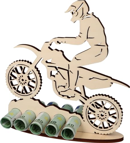 XL Geldgeschenk aus Holz Motorrad|Geschenkidee|Gutscheinverpackung|witziges Geschenk|Geldgeschenk für Frauen und Männer (Motocross)