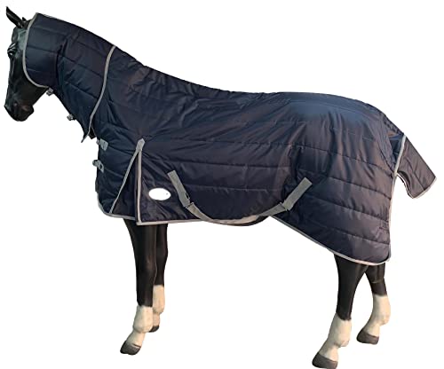 Equitack 210D Stalldecke Pferdedecke Winterdecke mit Hailsteil 200G Füllung Navy 135cm