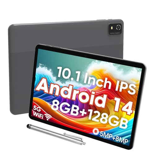 weelikeit 10-Zoll-Android-Tablet, 128 GB Speicher (erweiterbar auf 1 TB), 6000-mAh-Akku, 5G WiFi 6, Bluetooth 5.0, 8-MP- + 5-MP-Dualkameras, Kinder und Familie