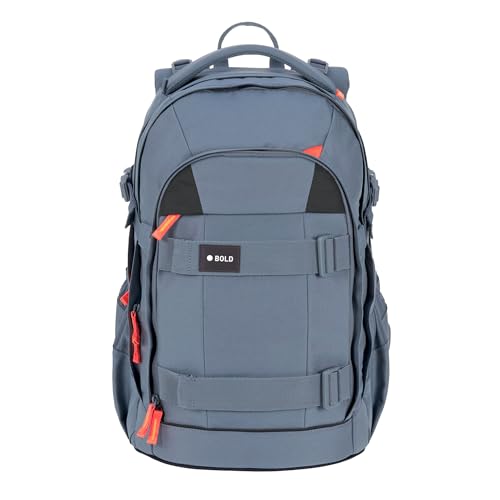 BOLD Lässig Schulrucksack mit Reflektoren und höhenverstellbarem Rückenteil/School Backpack Bold blue