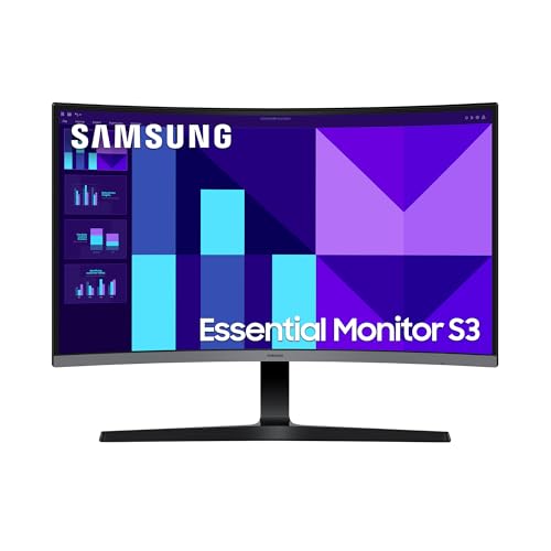 SAMSUNG 27 Zoll Essential S3 S39GD, Full HD (1.920 x 1.080), Computer-Monitor, PC-Bildschirm, 100 Hz, 1800R Curved, Game Mode, Eye Saver Mode, LS27D396GAUXEN