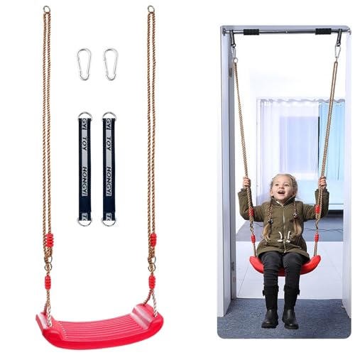 Diompirux Schaukel aus Kunststoff für Kinder, Elastischer Kinderschaukel, Wetterfester Schaukelsitz Indoor & Outdoor, Rutschfestes PE-Softboard + Schaukelseil, Höhenverstellbar, für Kinder,Garten