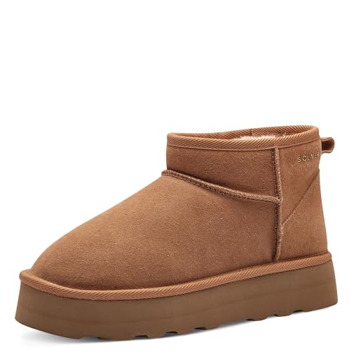 s.Oliver Damen Boots aus Leder Gefüttert, Braun (Cognac), 38 EU
