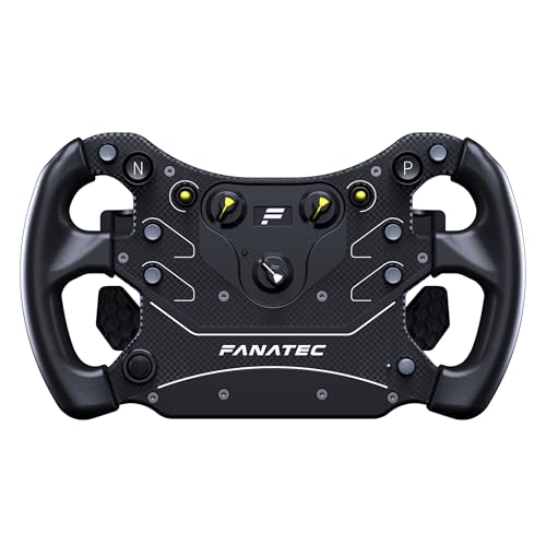 Corsair FANATEC Sim Racing CSL-Lenkrad GT3 – Umspritzte Gummigriffe, Magnetischer Schalthebel, Zwei Analoge Paddles, OLED-Display, QR2 Lite Wheel-Side Vorinstalliert – PC