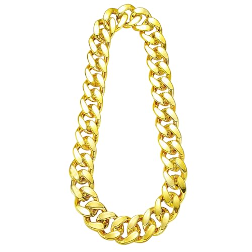 Herren Goldkette, Hip Hop Rapper Kette Halskette, Gold Kette Fasching, Gold Kette Männer, Gefälschte Halskette aus Kunststoff, Breit Link Chain, Hip Hop Halsketten für Cosplay Karneval Hallowee
