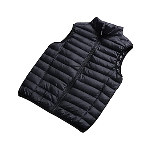 Herren Ultraleichte Daunenweste, verstaubare Pufferweste, Schwarz, L