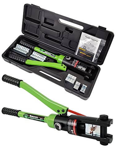 AMZCNC 16 Tons Hydraulische Presszange Crimpzange 8-300 mm² Zange Kabelschuhzange with 13 Pairs of Dies (Crimpzange(8-300mm²))