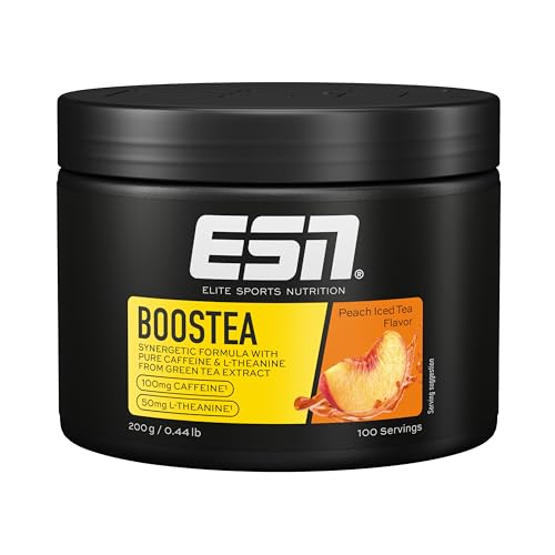 ESN Boostea, Infused Ice Tea Peach, 200 g, Booster mit Koffein, L-Theanin und Grüntee-Extrakt - made in Germany