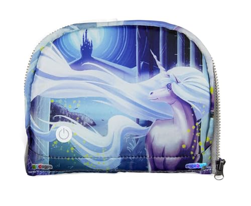ergobag LED Zippie Schulranzen Zubehör Fronttasche Motiv Welten Grundschule Einhorn - Blau