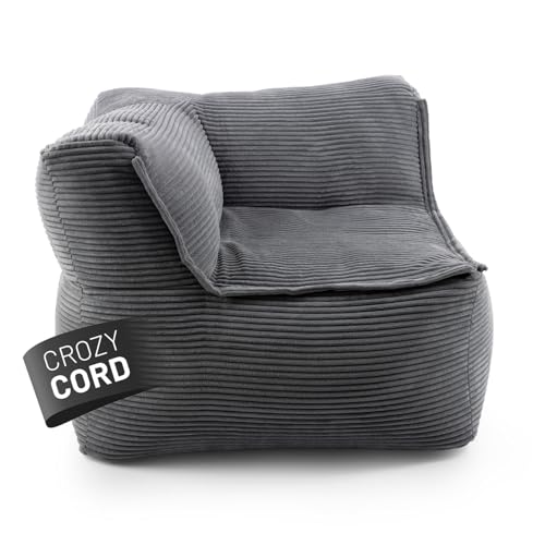 Lumaland Modulares Eckteil Links - Cord-Reihe | Indoor Sitzsack mit Softer Struktur, ideal Sofa Modulen & zum Pouf | Bean Bag mit Füllung - für Wohnzimmer & Co. - 81x81x70 cm