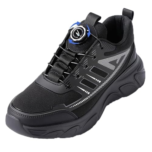 XIEHX Arbeitsschuhe Herren Sicherheitsschuhe Stahlkappenschuhe mit Drehschnalle Schnürsenkeln Rutschfeste Leichte Arbeitsschuhe