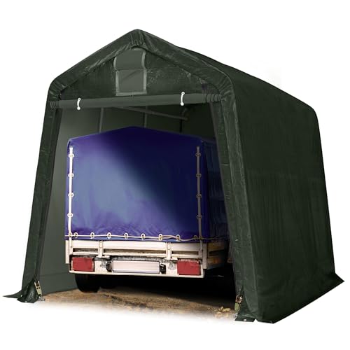 TOOLPORT Zeltgarage 2,4 x 3,6 m Premium Carport PE 600 N Plane Unterstand Lagerzelt Garage in grün