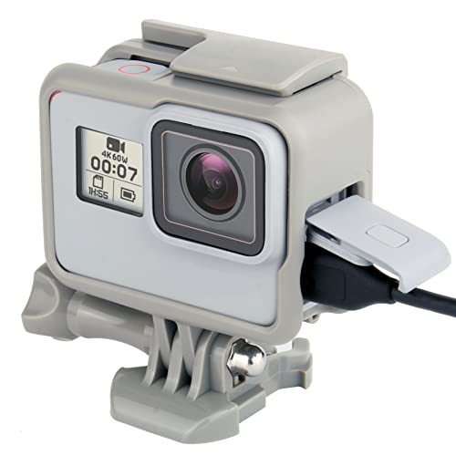 YALLSAME Rahmenhalterung Gehäuse für GoPro HERO7 Weiß Schwarz Dämmerung Weiß Silber / HERO6/5/(2018) Action-Kamera-Funktion Lochreserve komplett (grau)